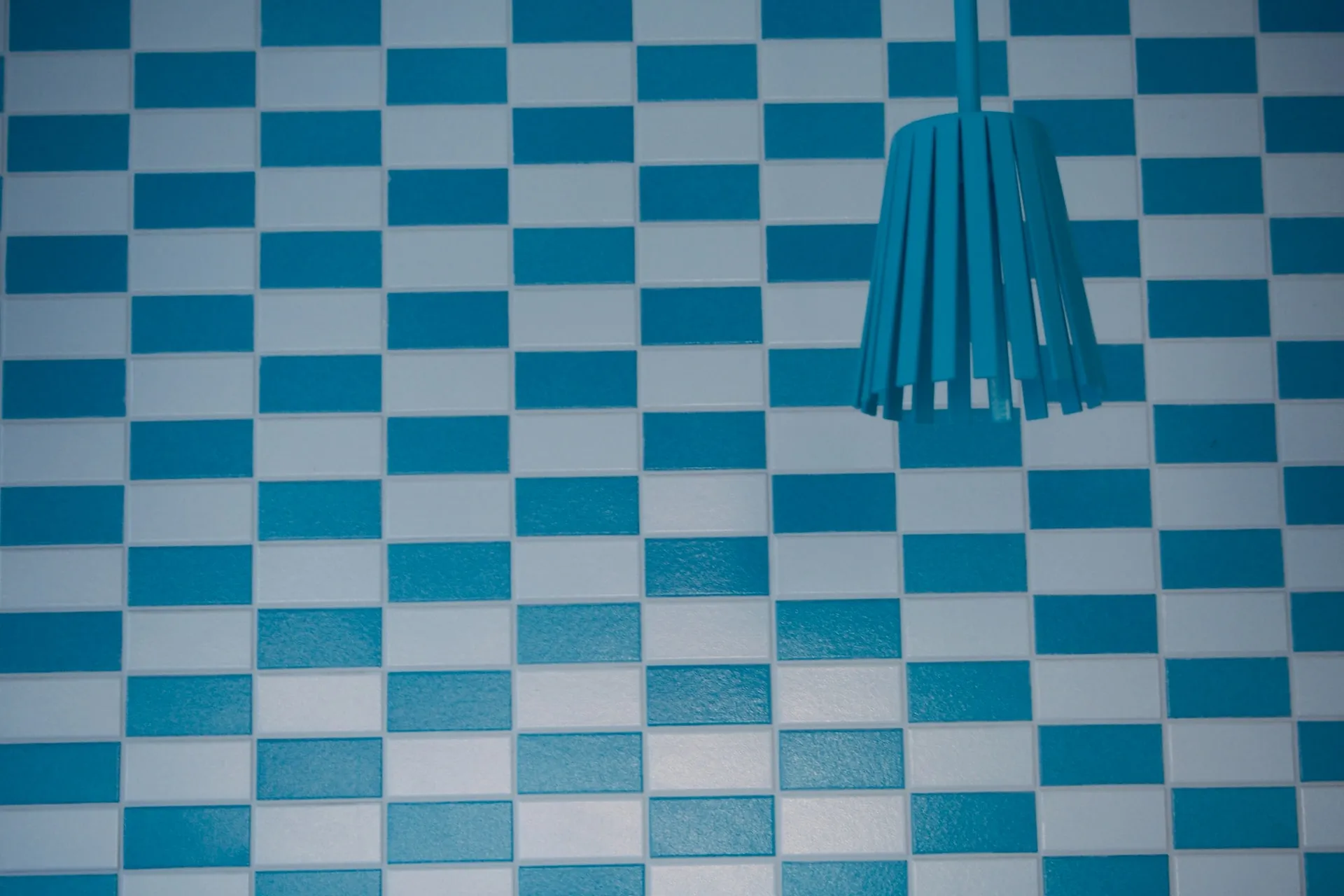 white and teal checkered ceramic tiles